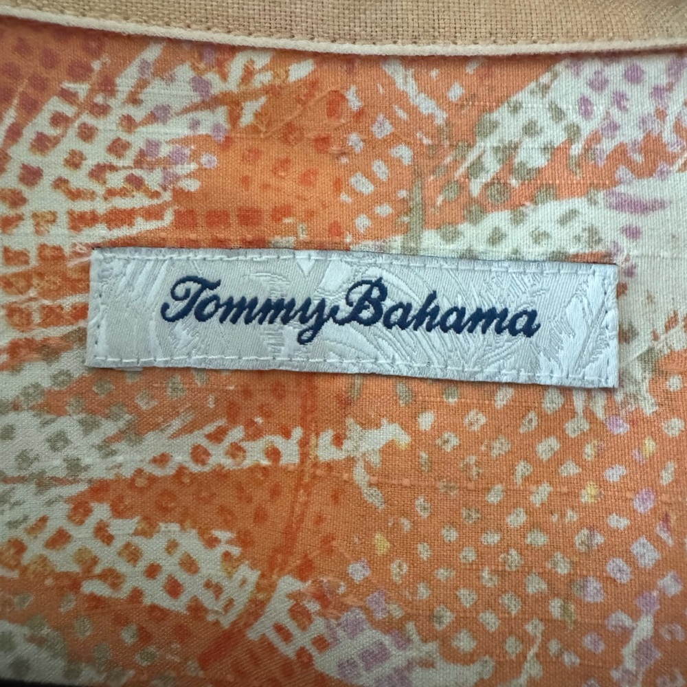 Men’s Tommy Bahama Orange Palm Print Shirt - Picture 3 of 6